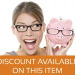 a person looking very happy holding a piggy bank with the words "Discount Available on this Item" across the bottom of the image