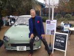 Doctor Who actor John Levene poses with a Green Figaro