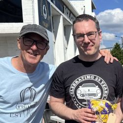 Figgy Guru Simon with club founder Kevin at Ace Cafe in 2025